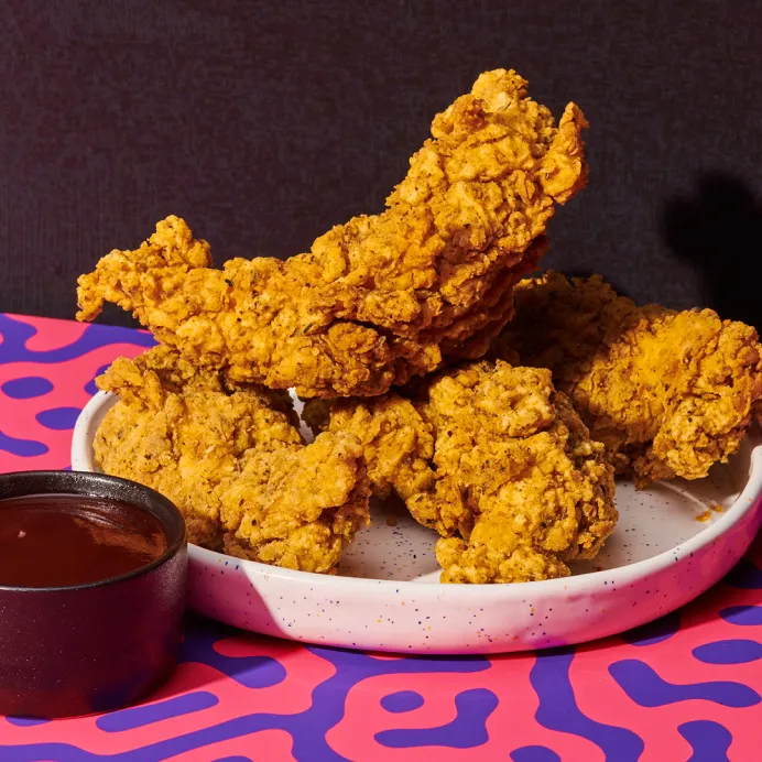 Fried chicken with ketchup