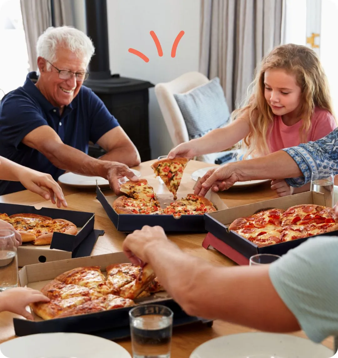 People having pizza